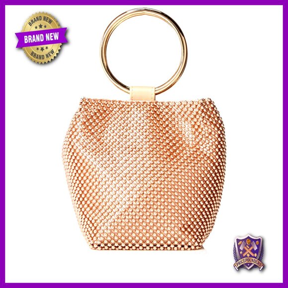Mesh Ring Wristlet Clutch Elegant Formal Evening Bag Convertible Crossbody